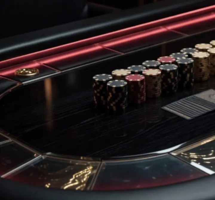 Neonowy stolik pokerowy podczas wieczoru tematycznego 