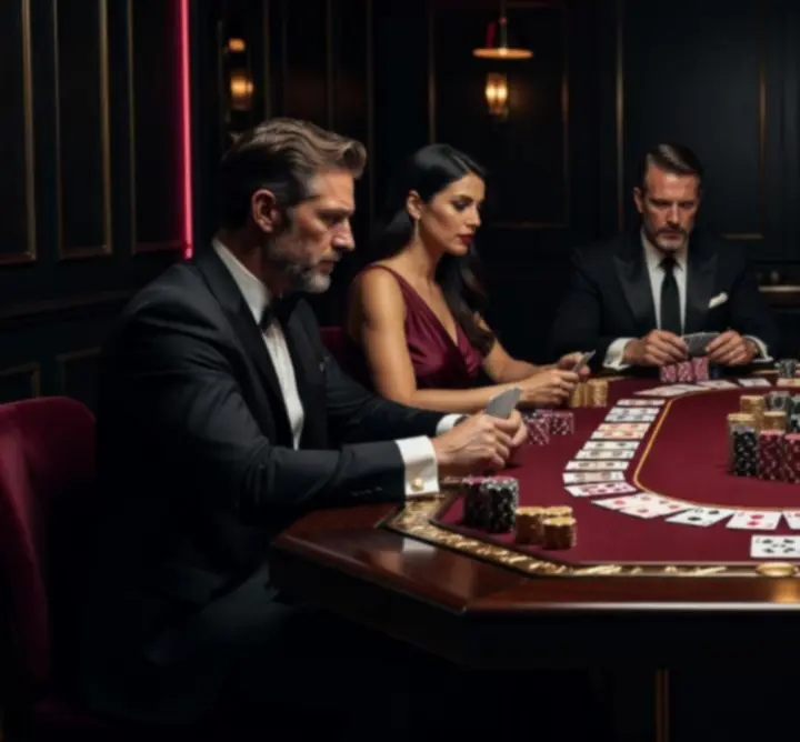 Elegancki stół pokerowy przygotowany na wieczór kasynowy