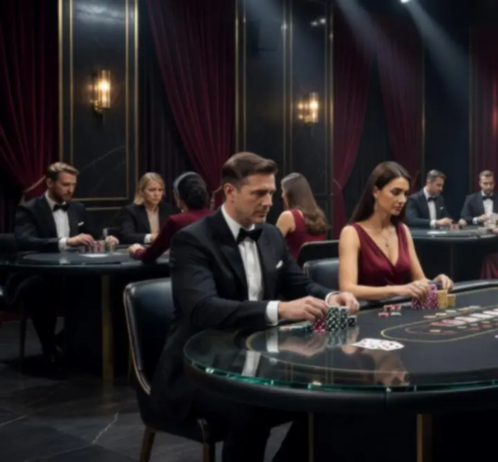 Profesjonalny stół pokerowy podczas eventu 